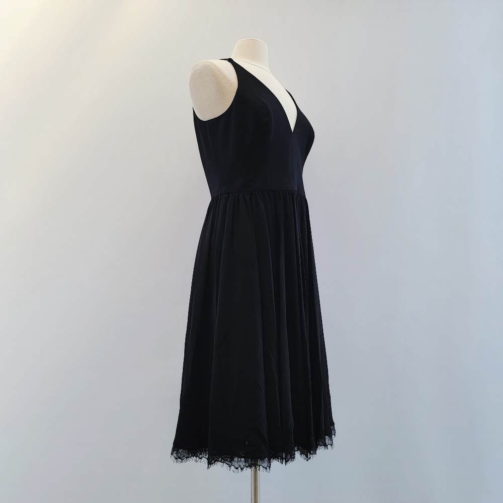 Dress the Population Alicia Black Dress Size Large Full Skirt Pleated Minimalist - Picture 2 of 15